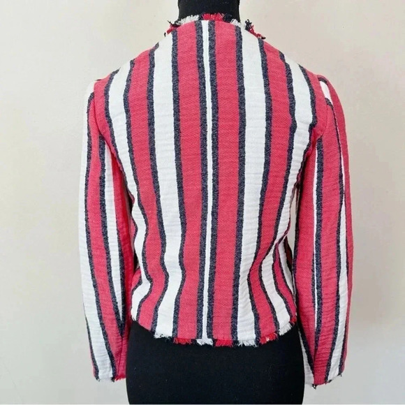 ZARA  Frayed Striped Full Zip Jacket - Picture 4 of 16